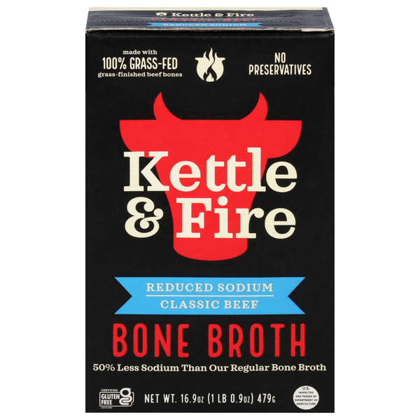 Kettle & Fire 100% Grass-Fed Gluten Free Reduced Sodium Beef Bone Broth