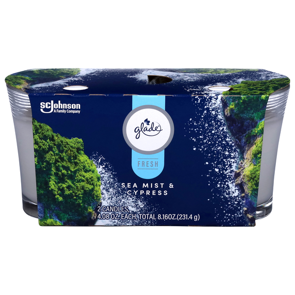 Glade Fresh Sea Mist & Cypress Air Freshener Candles - 2 ct