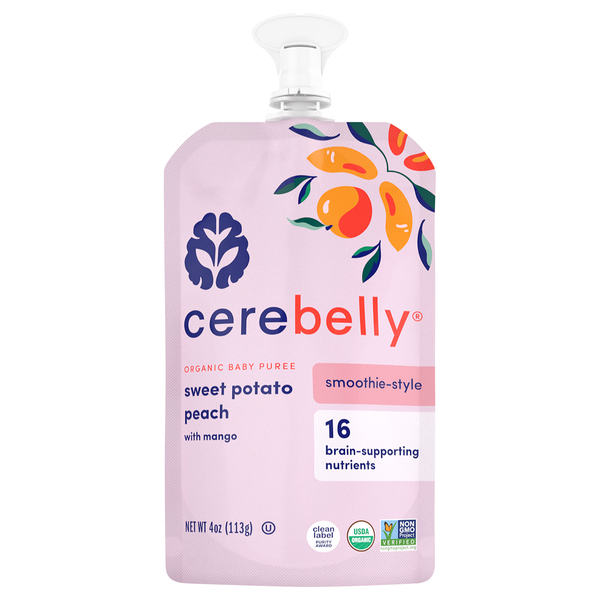 Cerebelly Organic Baby Food Puree Sweet Potato Peach with Mango