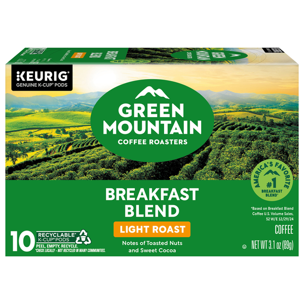 Green Mountain Breakfast Blend Light Roast K-Cup Coffee Pods
