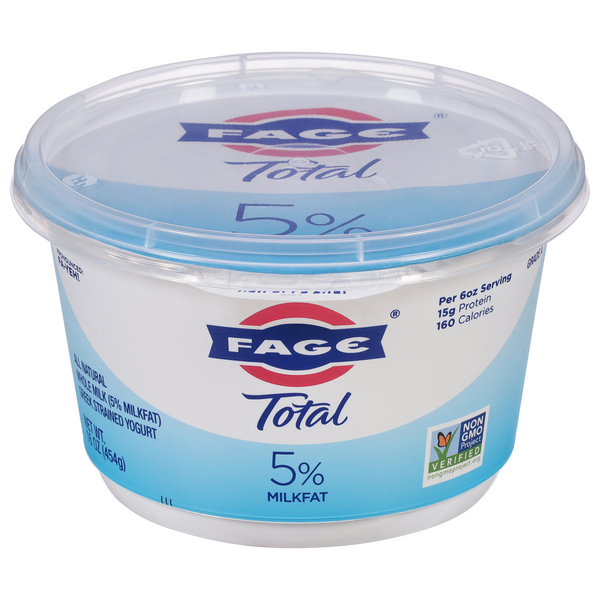 FAGE Total Whole Milk 5% Milkfat Plain Strained Greek Yogurt