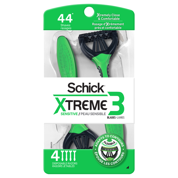 Schick Xtreme 3 Blade Sensitive Disposable Razors for Men