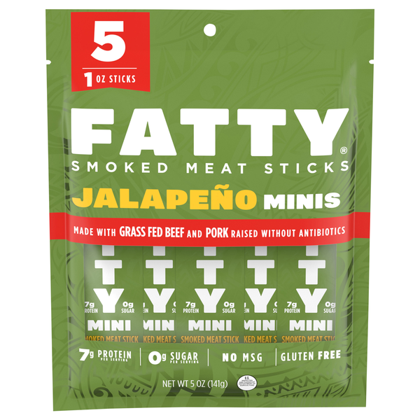 Fatty Gluten Free Jalapeno Minis Meat Sticks - 5 ct