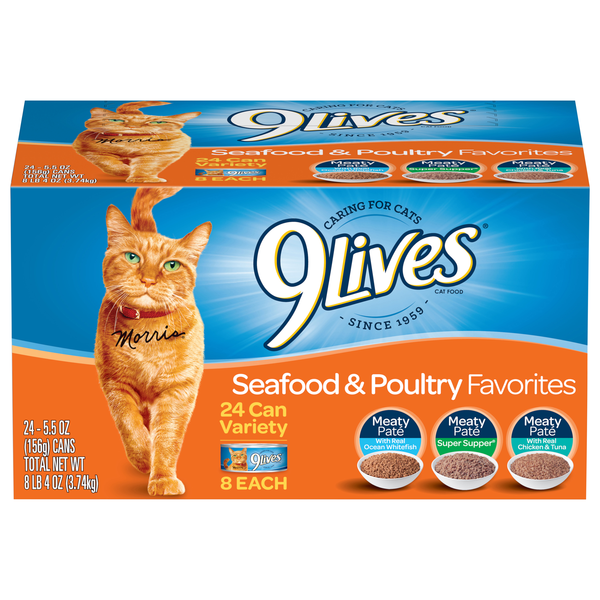 9Lives Seafood & Poultry Favorites Pate Variety Wet Cat Food - 24 ct