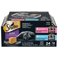 SHEBA Perfect Portions Pate Seafood Variety Wet Cat Food - 12 Twin Packs