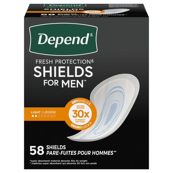 Depend Men's Shields Incontinence Pads Light