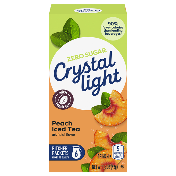 Crystal Light Sugar Free Peach Iced Tea Mix Pitcher Packets - 6 ct