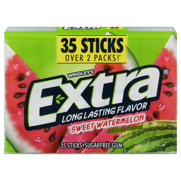 EXTRA Gum Sweet Watermelon Sugarfree Chewing Gum, 15 Pieces (Pack Of 10