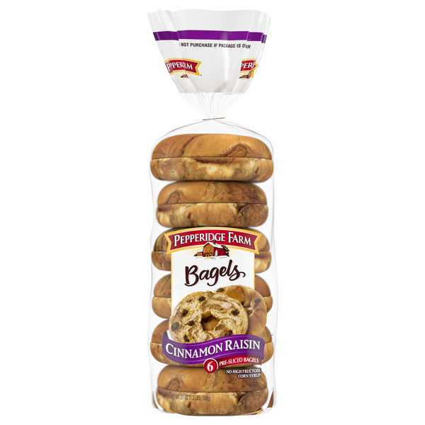 Pepperidge Farm Cinnamon Raisin Pre-Sliced Bagels - 6 ct
