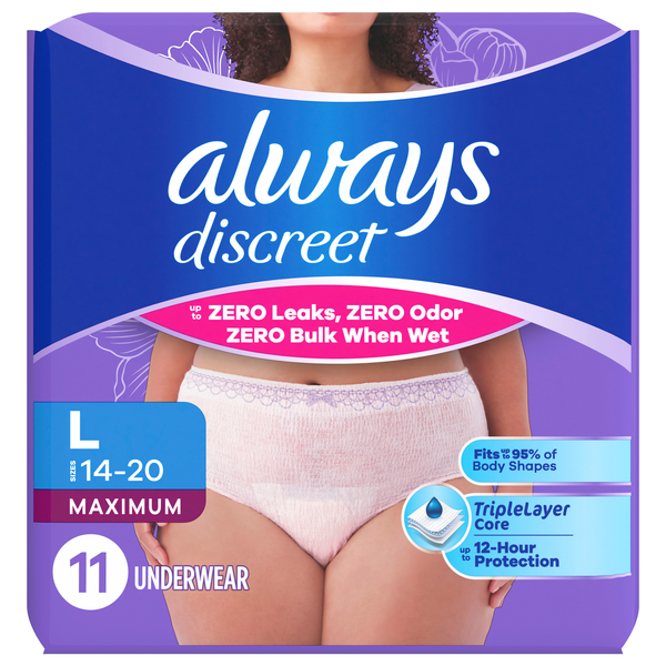 Always Discreet Women's Incontinence Underwear Size L