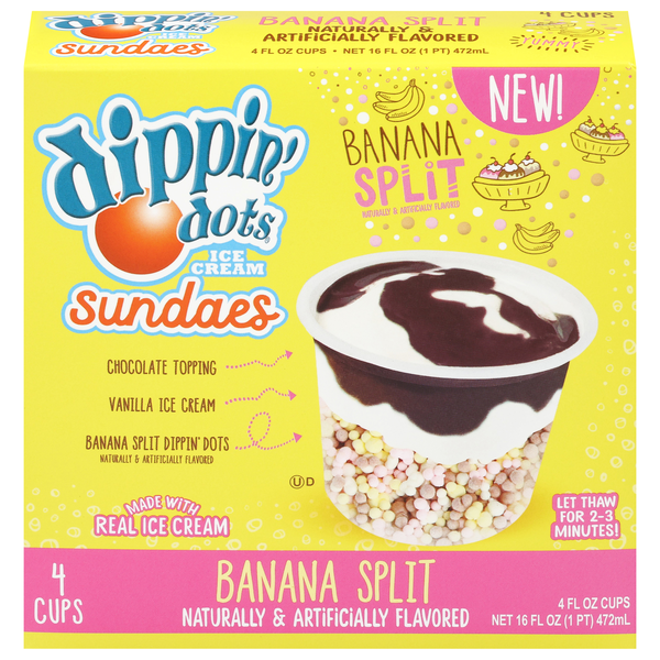 Dippin' Dots Banana Split Ice Cream Sundaes - 4 ct