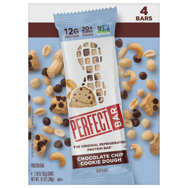 Perfect Bar Gluten Free Chocolate Chip Cookie Dough Protein Bar - 4 ct