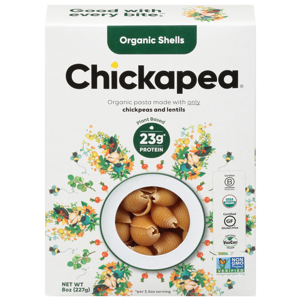 Chickapea Organic Gluten Free Plant-Based High Protein Shells Pasta