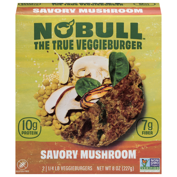No Bull Savory Mushroom Veggieburgers - 2 ct Frozen