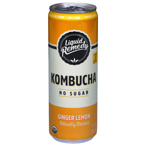 Liquid Remedy Organic No Sugar Ginger Lemon Kombucha