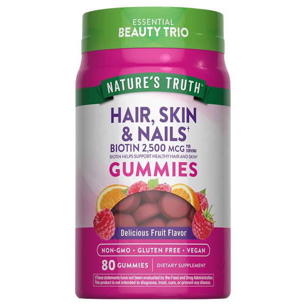 Nature's Truth Fruit Flavor Gorgeous Hair Skin & Nails Gummies