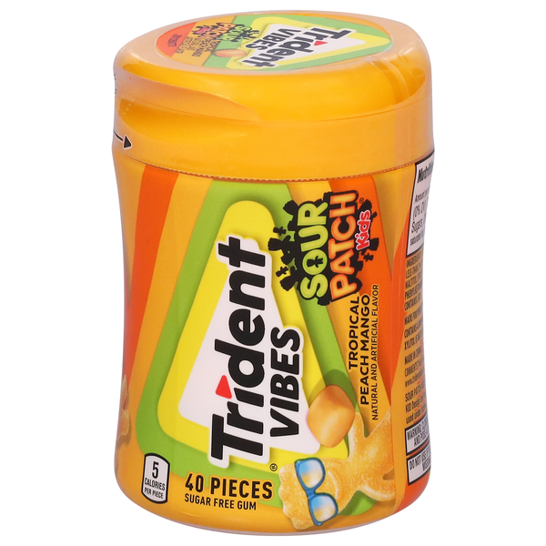 Trident Vibes Sugar Free Sour Patch Kids Tropical Peach Mango Gum