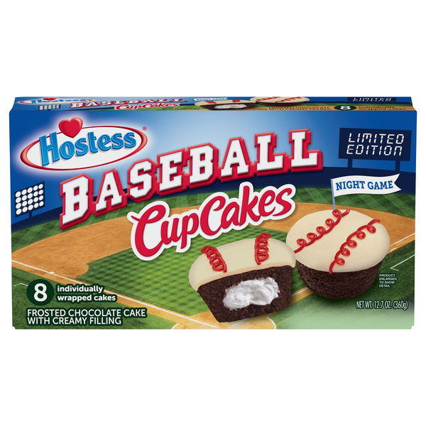 Hostess Limited Edition Baseball Chocolate Cupcakes - 8 ct
