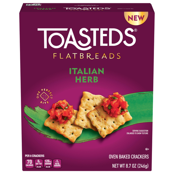 Toasteds Italian Herb Oven Baked Flatbread Crackers