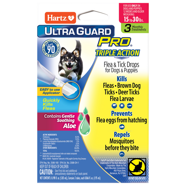 Hartz UltraGuard Pro Flea & Tick Drops for Dogs & Puppies 16-30 lbs - 3 ct