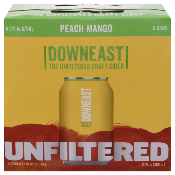 Downeast Unfiltered Peach Mango Craft Cider - 9 pk