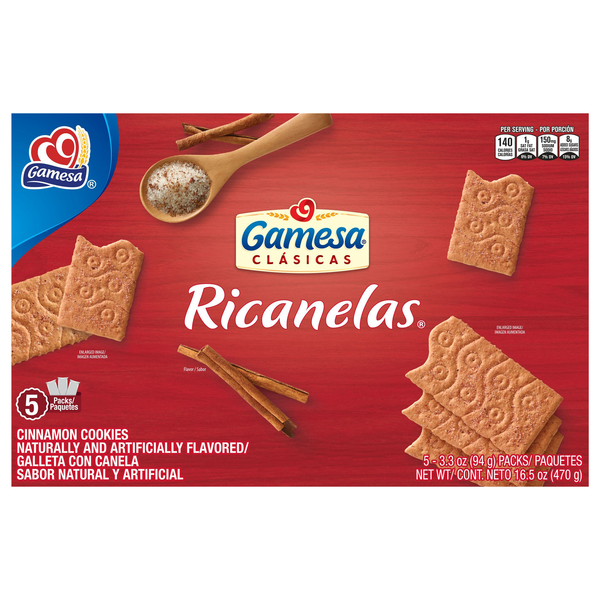 Gamesa Clasicas Ricanelas Cookies Cinnamon - 5 ct