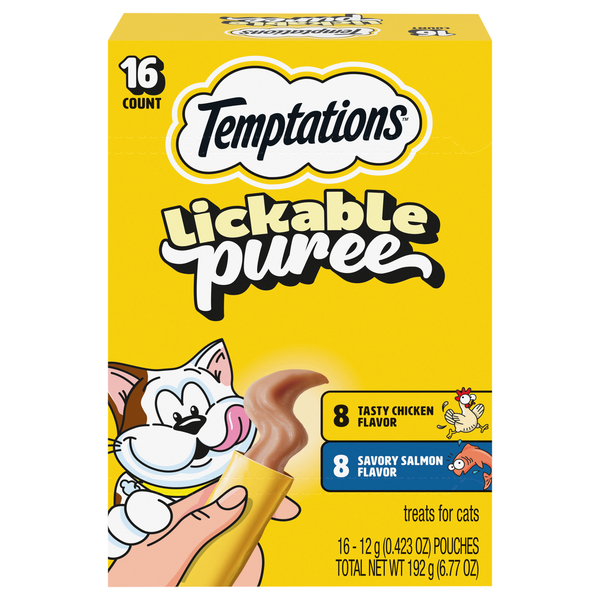 Temptations Creamy Puree Salmon & Chicken Variety Pack Cat Treats - 16 ct