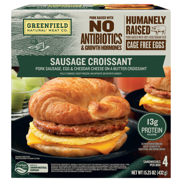 Greenfield Natural Meat Co. Sausage & Egg Croissant Sandwiches - 4 ct