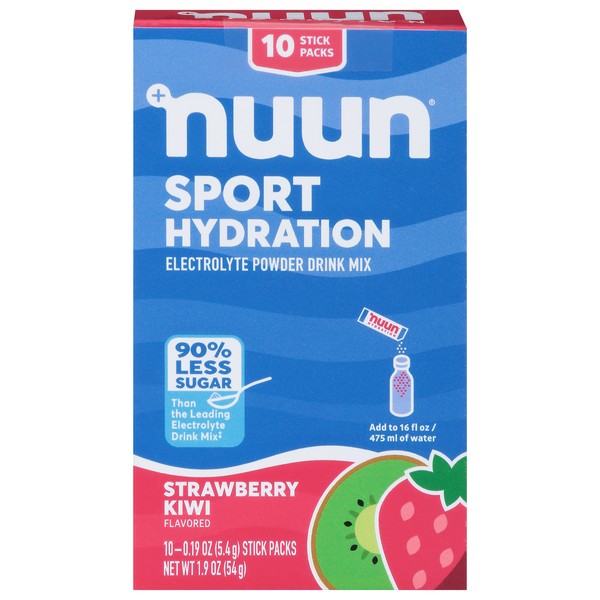 NUUN Sport Hydration Electrolyte Powder Drink Mix Strawberry Kiwi - 10 ct