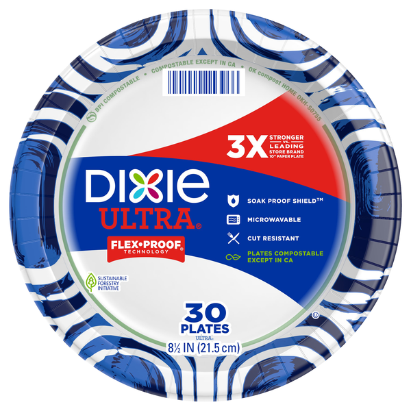 Dixie Ultra Printed Flex-Proof Paper Plates 8 1/2 Inch
