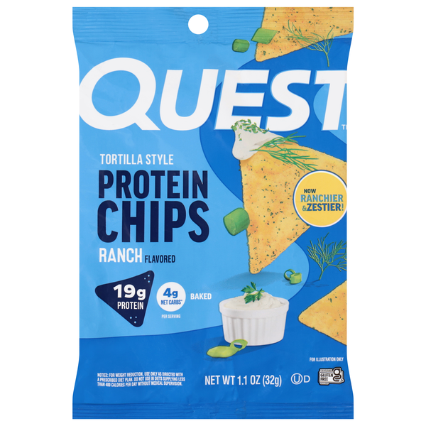 Quest Gluten Free Ranch 19g Tortilla Style Protein Chips