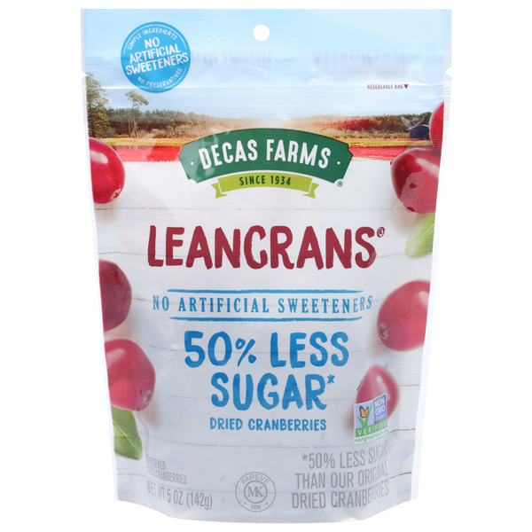 Decas Farms Leancrans 50% Less Sugar Dried Fruit Cranberries