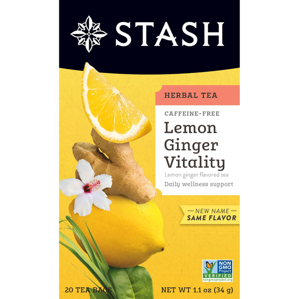 Stash Caffeine Free Lemon Ginger Herbal Tea Bags
