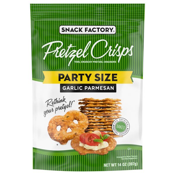 Snack Factory Garlic Parmesan Flavored Pretzel Crisps Party Size