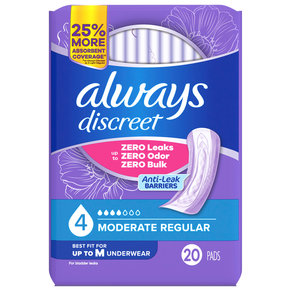 Always Discreet Bladder Leak Pads Moderate Size 4