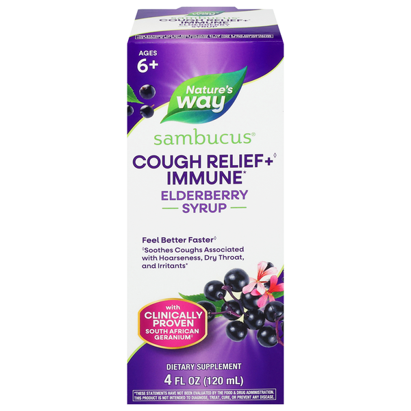 Nature's Way Sambucus Elderberry Cough Relief + Immune Syrup