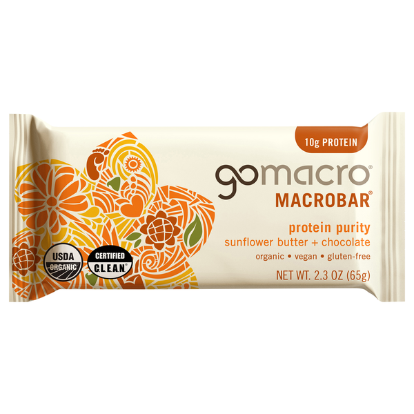 GoMacro Organic Gluten Free Sunflower Butter+Choc 10g Protein MacroBar