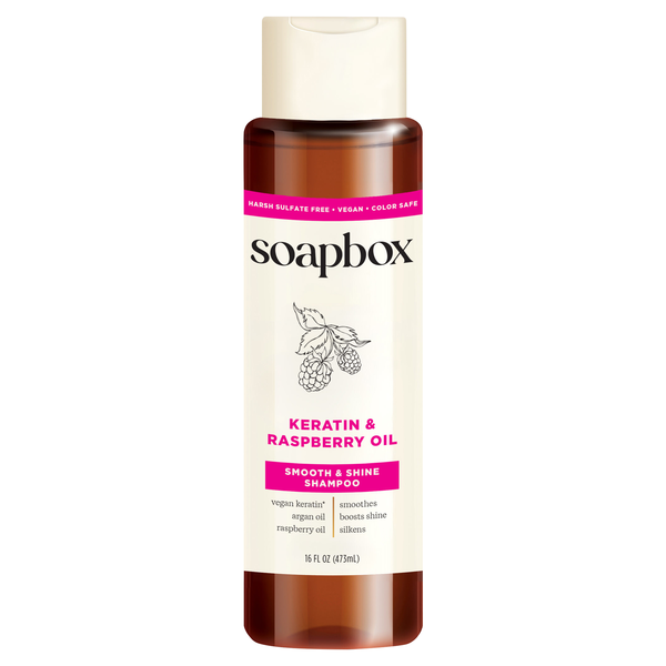 Soapbox Vegan Keratin & Raspberry Oil Smooth & Shine Shampoo