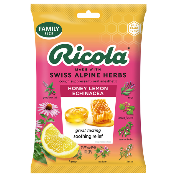 Ricola Cough Suppressant & Throat Drops Honey Lemon Echinacea