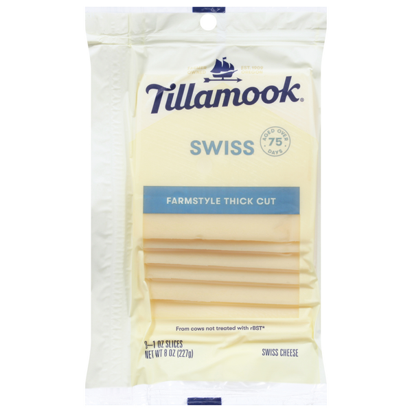 Save on Tillamook Swiss Cheese Farmstyle Thick Cut 8 ct Order Online