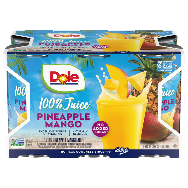 Dole 100% Pineapple Mango Juice - 6 pk