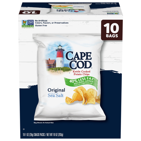 Cape Cod 40% Less Fat Original Kettle Cooked Potato Chips - 10 ct