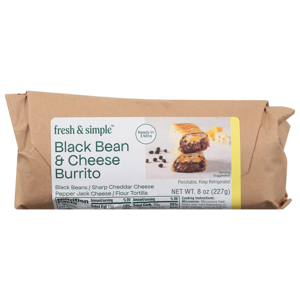 Fresh & Simple Black Bean & Cheese Burrito Refrigerated