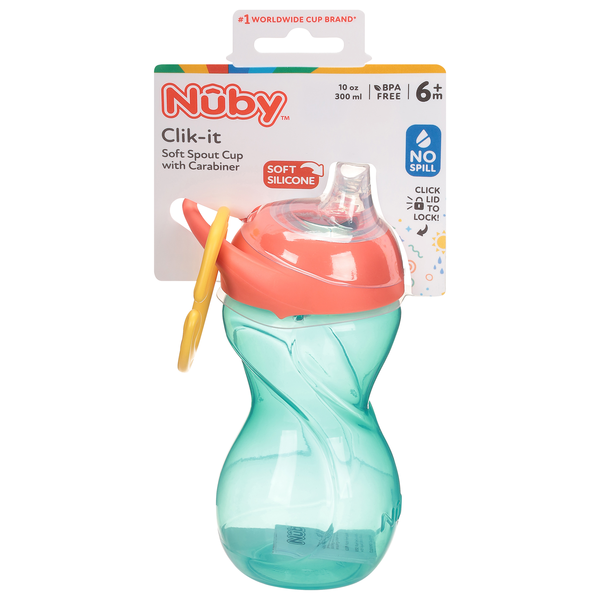 Nuby 6m+ Clik-it Soft Spout Cup with Carabiner