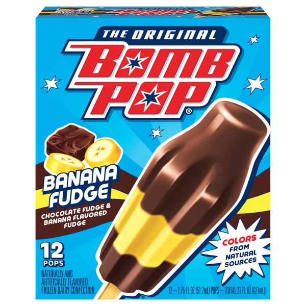 Bomb Pop Banana Fudge Dairy Ice Pops - 12 ct