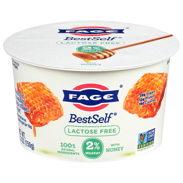 FAGE BestSelf Lactose Free Reduced Fat Honey Strained Greek Yogurt Cup