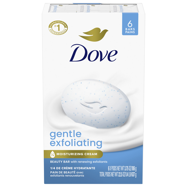 Dove Gentle Exfoliating Beauty Soap Bars - 6 ct