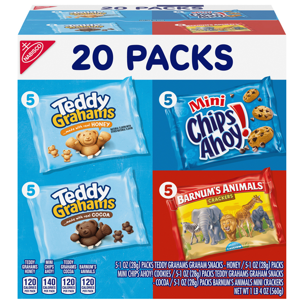 Nabisco Variety Packs (Animal Crackers/Chips Ahoy!/Teddy Grahams) - 20 ct