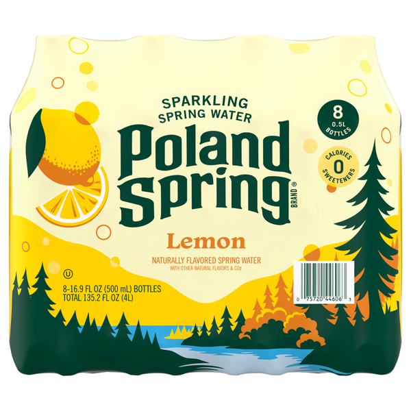 Poland Spring Lemon Sparkling Water - 8 pk
