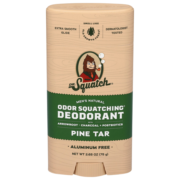 Dr. Squatch Men's Pine Tar Aluminum Free Natural Deodorant Stick